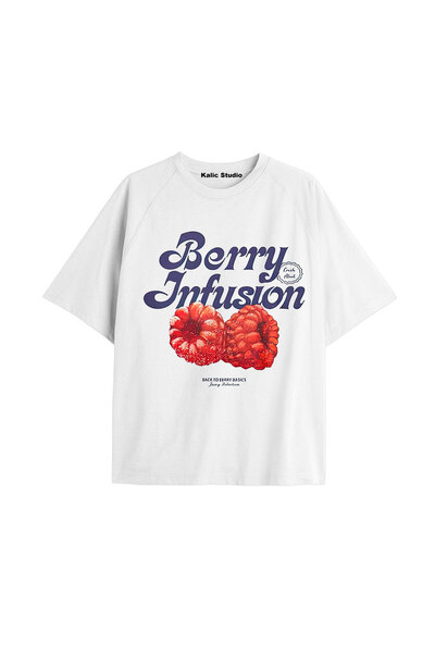 Kalic Studio Women's Oversize Berry Infusion Tshirt White
