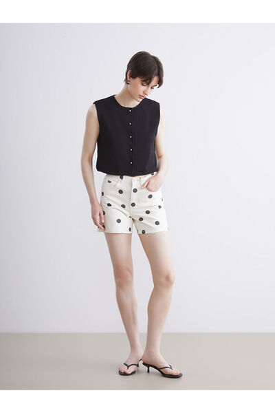 LC Waikiki Standard Fit Polka Dot Women's Jean Shorts