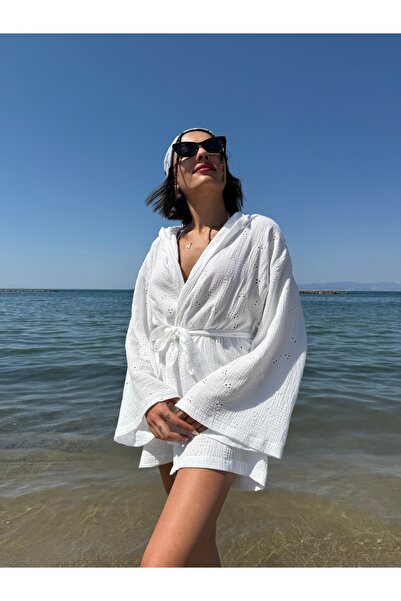 lux towels BRODE DETAYLI MÜSLİN KİMONO