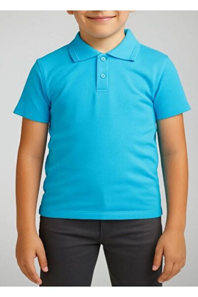 Nacar Unisex Çocuk Rahat Kalıp Kısa Kollu Polo Yaka Penye Lakost T-shirt