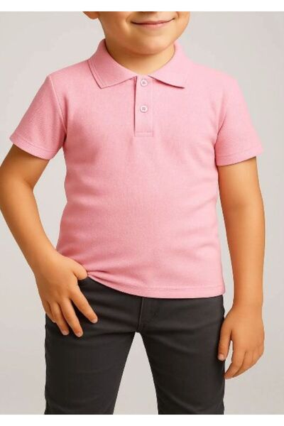 Nacar Unisex Çocuk Rahat Kalıp Kısa Kollu Polo Yaka Penye Lakost T-shirt