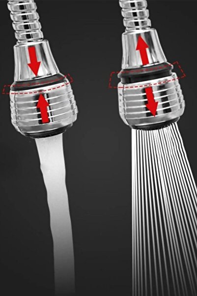 SUVİA Turbo Flex Esnek Musluk Başlığı 360° Döner 2 Kademeli Su Tasarruflu Ayarlanabilir Hortum Ucu Aparat