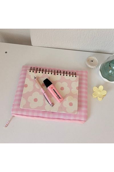 PİNKUE Pink Gingham Pattern 11 Inch Tablet Bag