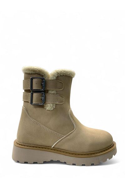 Cool Buckle Girl's Beige Boots