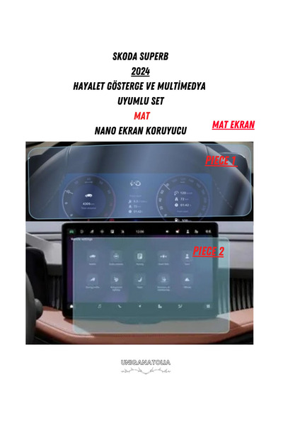 UniqAnatolia Skoda Superb 2024 Ghost Screen ومجموعة متوافقة مع الوسائط المتعددة واقي شاشة غير لامع