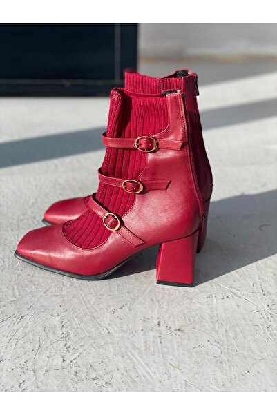 I Love Shoes Soreya Mat Deri Triko Bordo Kadın Streç Bot