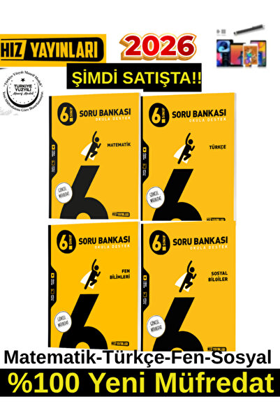 Hız Yayınları 2026 6.Sınıf Matematik-Türkçe-Fen-Sosyal %100 Yeni Marif Müfredat Soru Bankası+Kalem