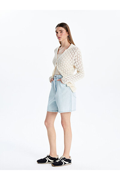 LC Waikiki Blue Standard Fit Women's Jean Shorts
