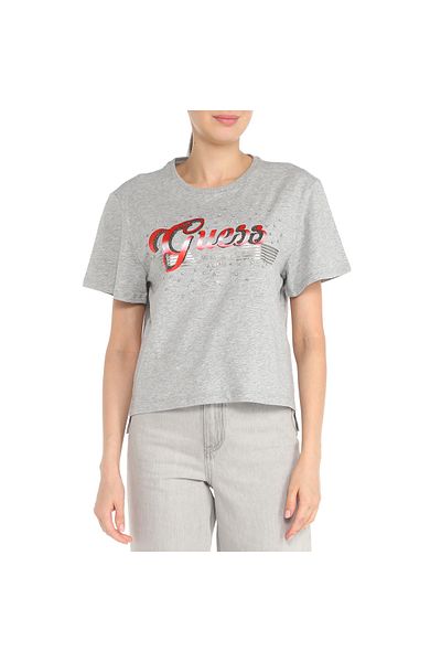 Guess Ss Cn Satin Logo Tee