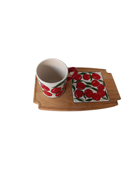 shop Handmade Cherry Patterned Single Wooden Presentation Cup