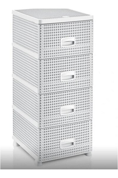 ÇEÇEN HOME (1 ADET)Büyük Boy Örgü Desenli 4 Çekmeceli Komidin ,Sebzelik -Şifo...