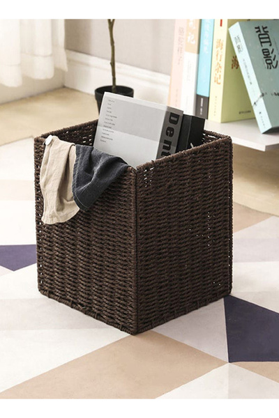 Raffine سلة غسيل سامانثا الخشبية المربعة القابلة للطي، لون بني، 30×30×30 سم