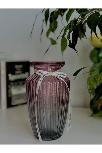 BUCOLIC Elegance Striped Glass Vase Sunset