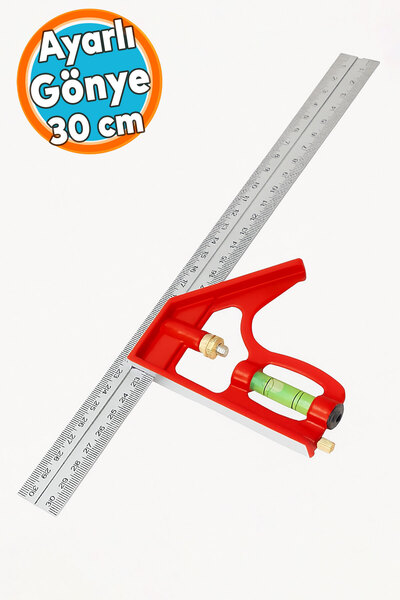 NZB Ayarlı Alüminyum Marangoz Gönye Metal Gövde Açılı Ölçüm Cetveli İnşaat Hassas Gönye 300 mm 30 cm