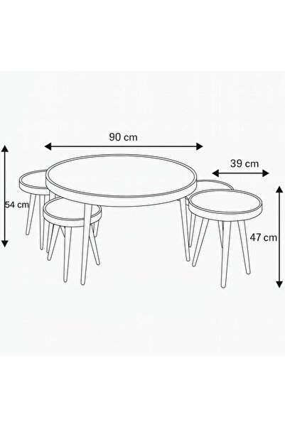 Vi Markets Five-seater table sets - round wood - marble-like surface