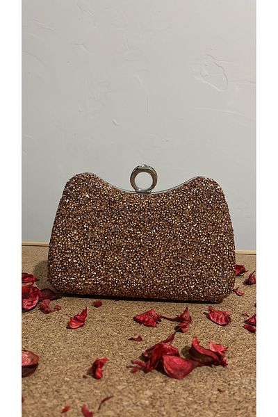 BUKAWEAR Women's Copper Stone Ring Closure Evening Dress Bag