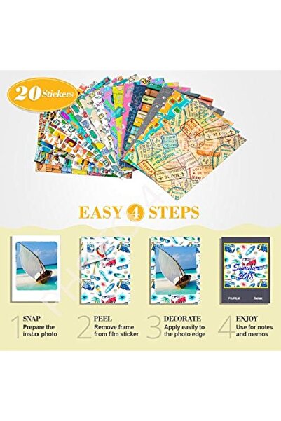 Fujifilm PHOTO4LESS instax Mini Instant Film (20 Exposures) + 20 Sticker Frames for Fuji Instax Prin