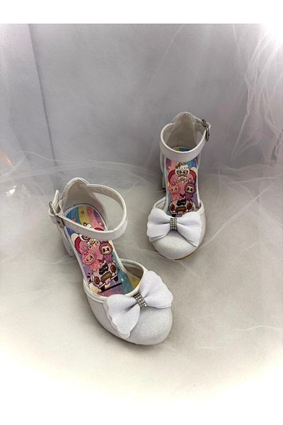 Görkem bebe ayakkabı ve tekstil Girl's Labubu Printed Heeled Shoes