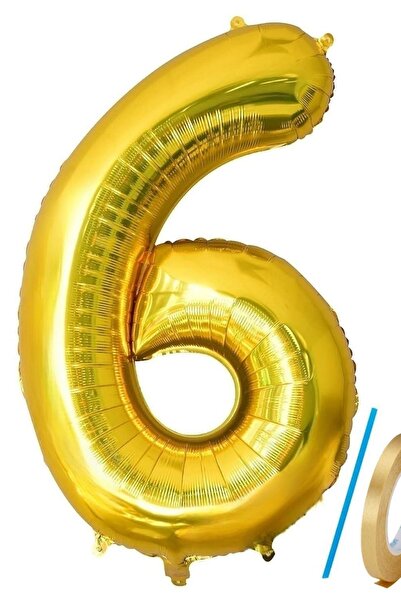 PARTİAVM 6 Years Old Mermaid Tail Seashell 76cm Gold Gold Number Balloon Mermaid Mermaid Concept