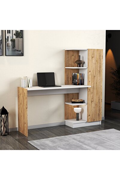 Tanmob Venüs Çalışma Masası Raflı Kapaklı Çam Beyaz - CLM0503