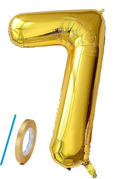 PARTİAVM 7 Years Old Mermaid Tail Seashell 76cm Gold Gold Number Balloon Mermaid Mermaid Concept