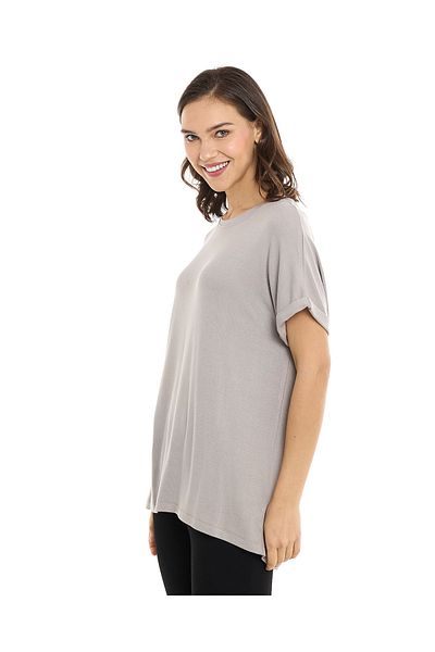 R&B Solid T-Shirt with Round Neck and Short Sleeves