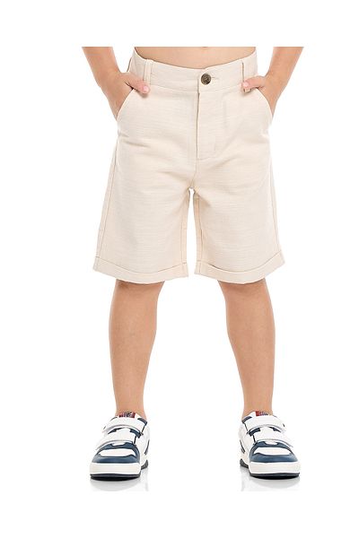 R&B Textured Shorts with Button Closure