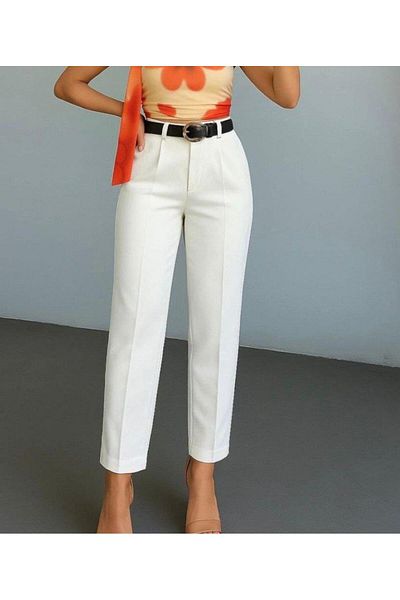 modamtn Women's High Waist Gipe Detail Narrow Leg Short Pants
