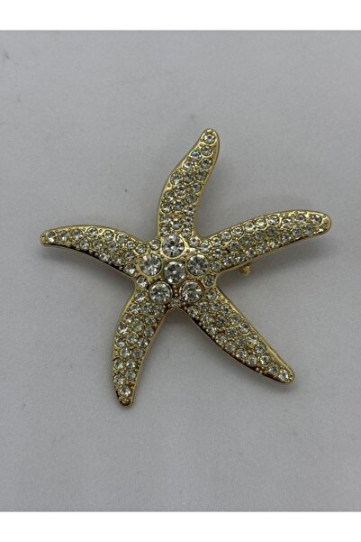 BEİLYS COSMETİCS & ACCESSORY ZİRKON TAŞLI DENİZ YILDIZI BROŞ İĞNELİ BROŞ 5 CM.