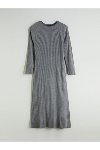LC Waikiki Gray Crew Neck Knitwear Dress