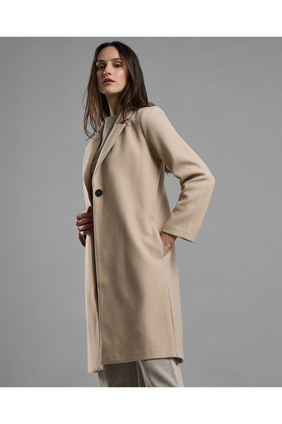 R&B Solid Overcoat with Button Closure