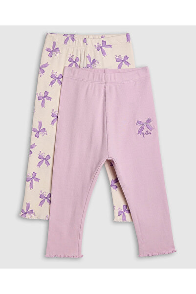 R&B 2 Pack Printed Leggings with Elastic Waist