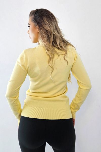 FashionForYou Women's Rona sweater, with high collar and long sleeves, Light yellow, Size S/M