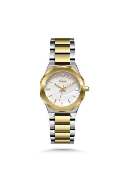 catera Women's watch with silver and gold steel, white dial