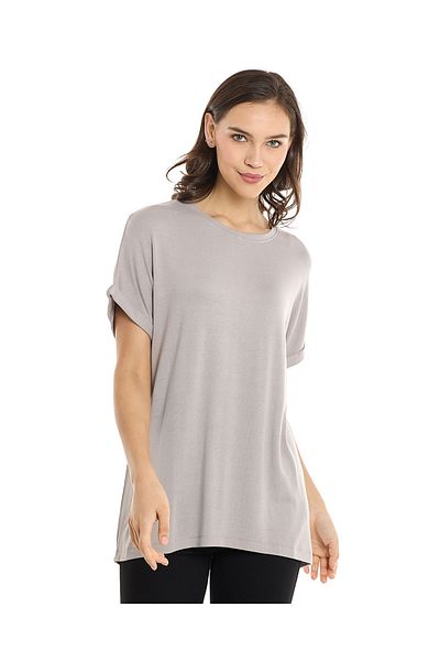 R&B Solid T-Shirt with Round Neck and Short Sleeves