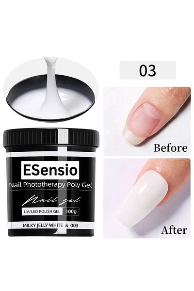 ESensio Nail Builder UV gel Glowing Elite White 100ml, Finish Glossy, Milky White