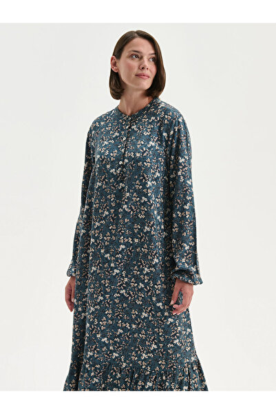 LC Waikiki Φόρεμα με λουλουδάτο σχήμα σε γραμμή Α με λαιμόκοψη μεγάλου μεγέθους