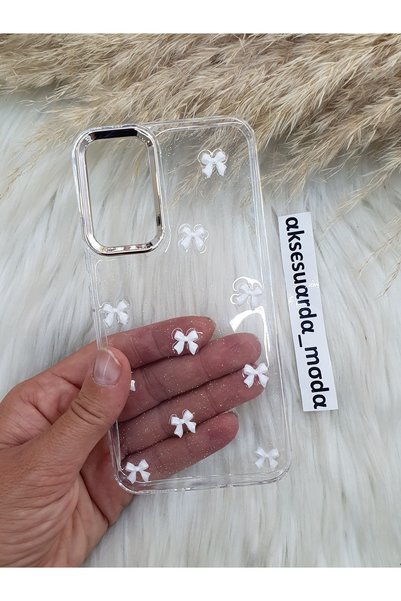 ZB Aksesuarda Moda حافظة شفافة متوافقة مع GALAXY A25 مع فيونكة لامعة