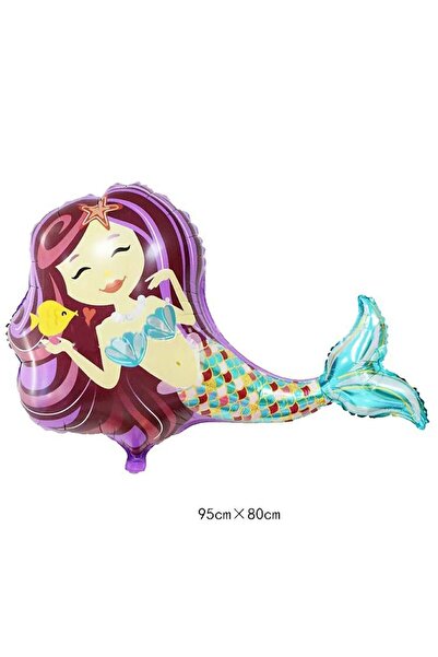 PARTİAVM 1 Year Old Mermaid Tail Seashell 76cm Gold Gold Number Balloon Mermaid Mermaid Concept