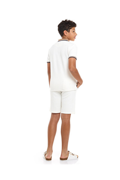 R&B Textured Polo T-Shirt and Shorts Set