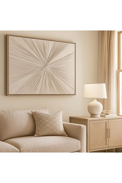 Vi Markets Abstract Painting - Light Ray Design - Beige