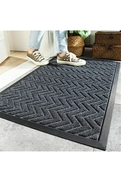 Generic HYTTER 45x75cm Front Door Mat Rubber Entrance Door Mat Inside Outside Doormat Outdoor Dirt