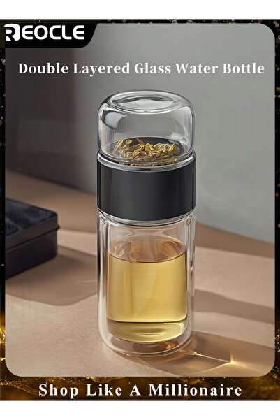 Generic Double Layered Glass Water Bottle Travel Mug Tea Infuser Bottle Porta...