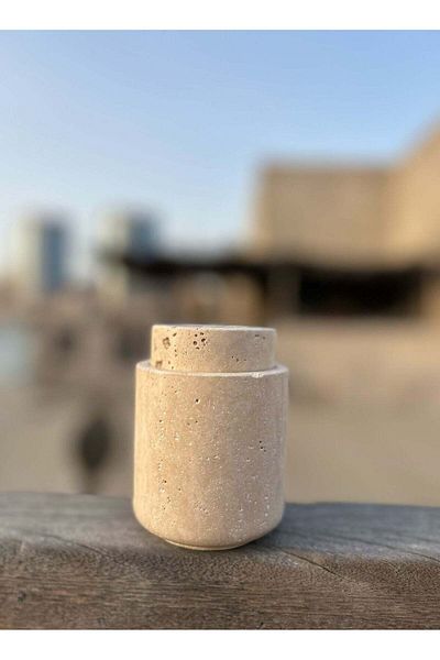 Generic Tohfa Luxe TohfaLuxe Marble & Brass Accent Jar