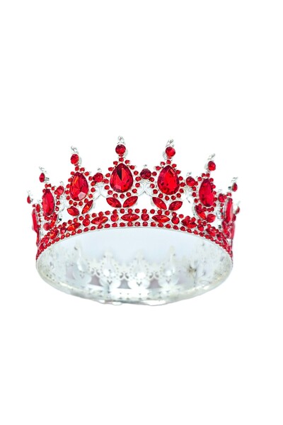 Flippy Tiara, Alloy with Crystals Hair Accessory for Birthday, Wedding, Party, 15.5 x 5.3 cm, Red