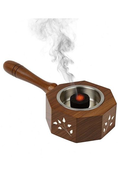 Generic Wooden Bakhoor Incense Burner with handle Oud burner Incense Bakhoor Charcoal Burner