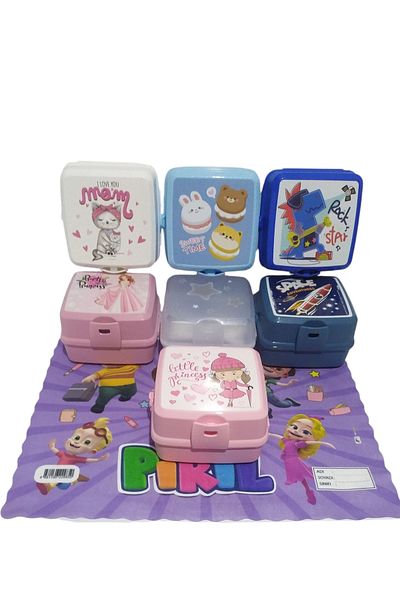 NOVAAVM Premium 2 Layer Lunch Box 4 Compartments Fork and Spoon Patterned