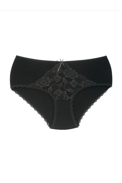 Bleu Petite 3-Piece Assortment Color Cotton Lace Detailed High Waist Large Size Women's Panties