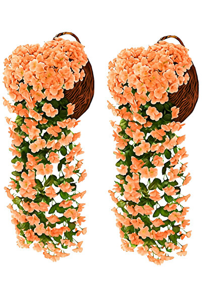 LUZAB Duvar Süsü Yapay Çiçek Sarkan Begonvil Menekşe Sarmaşık Çiçeği Somon