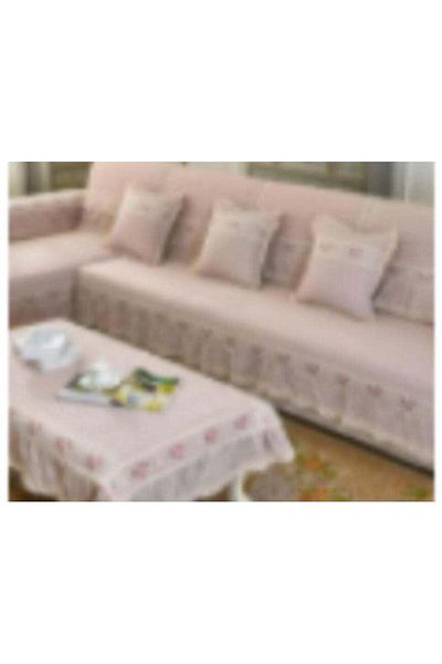 Generic KUYING Ruffled Lace Non-Slip Sofa Slipcover